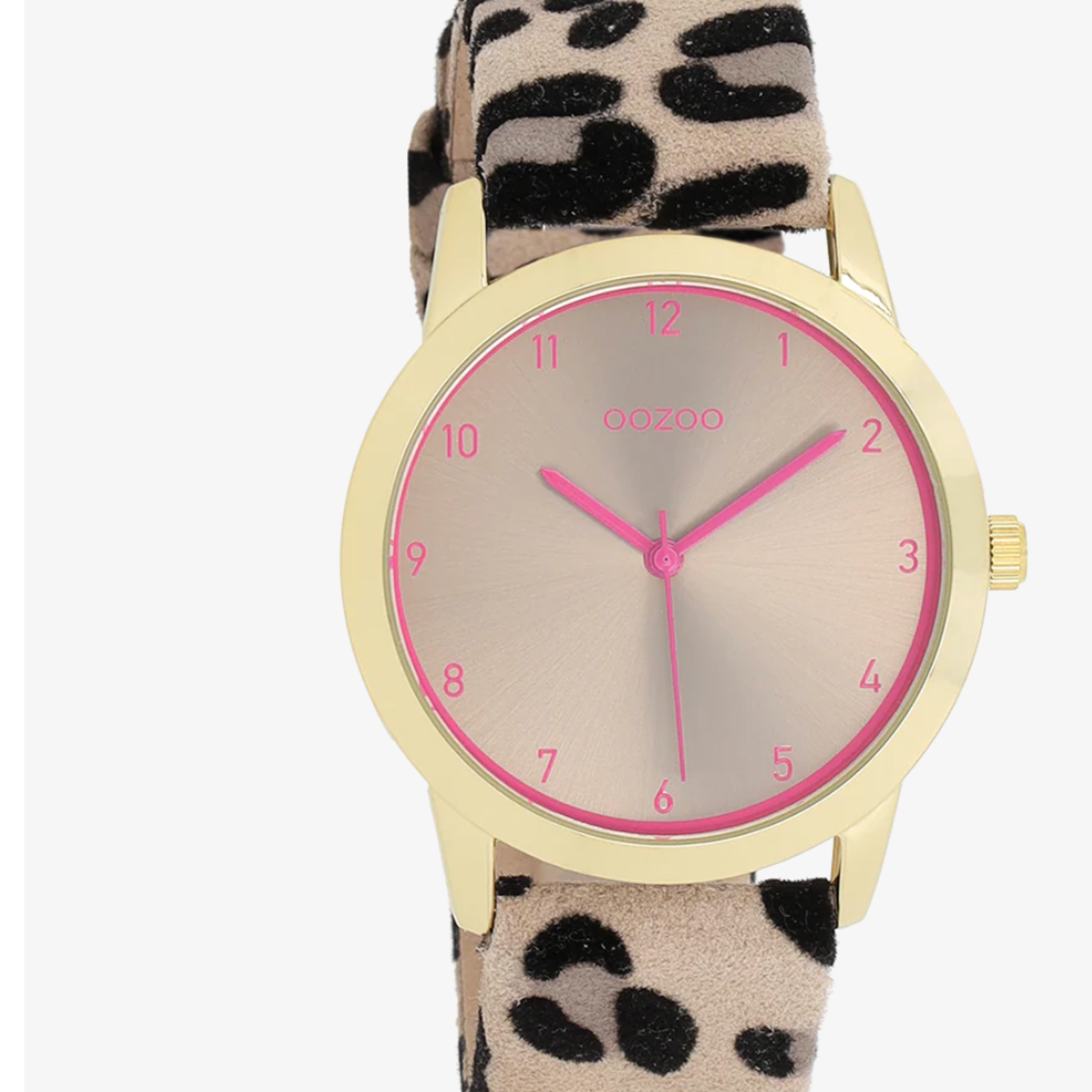 OOZOO OOZOO - Goudkleurig  horloge met bruine leren band