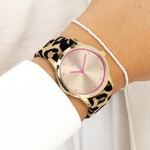 OOZOO OOZOO - Goudkleurig  horloge met bruine leren band