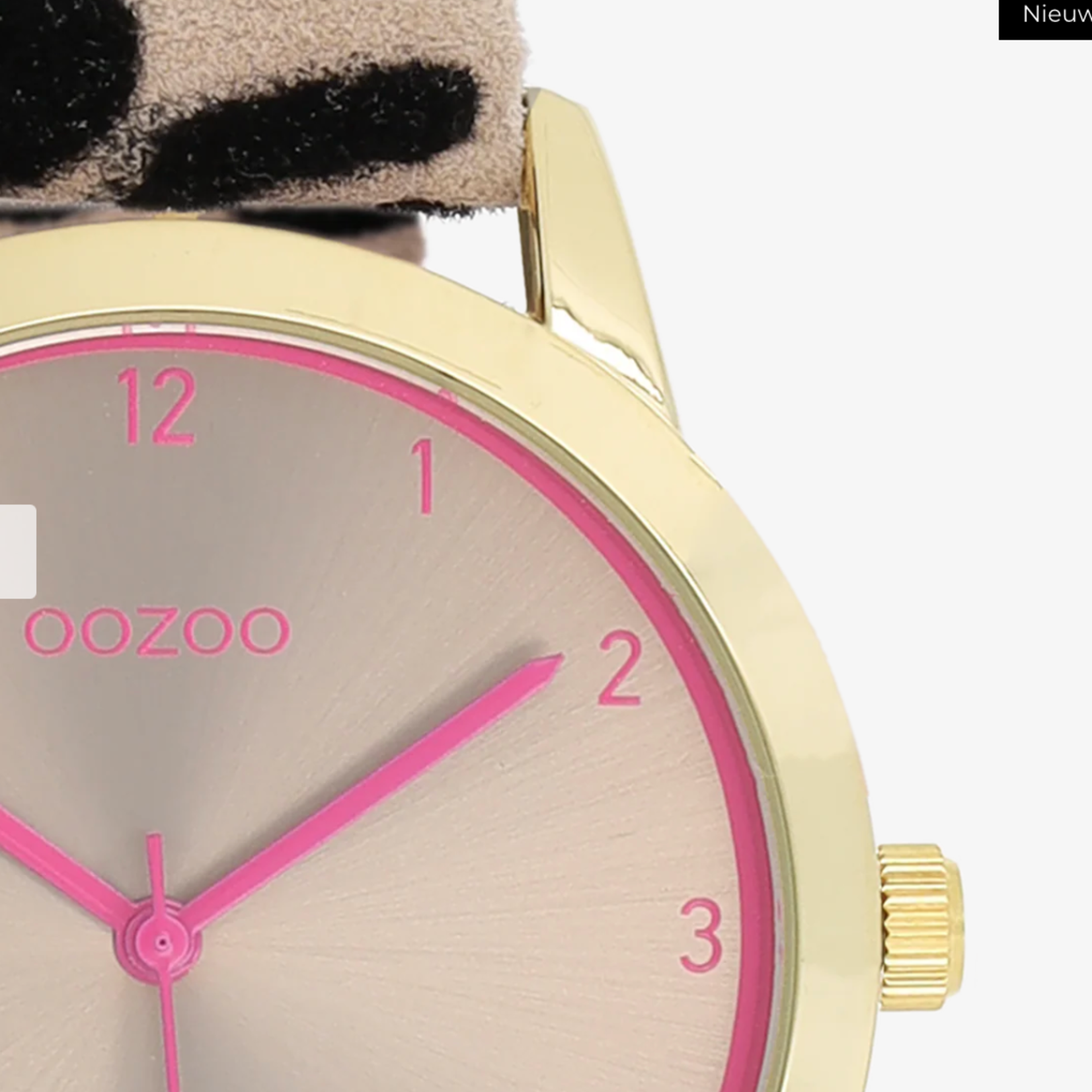 OOZOO OOZOO - Goudkleurig  horloge met bruine leren band