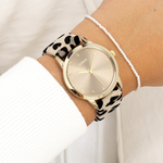 OOZOO OOZOO - Goudkleurig OOZOO horloge met bruine leren band ø38mm