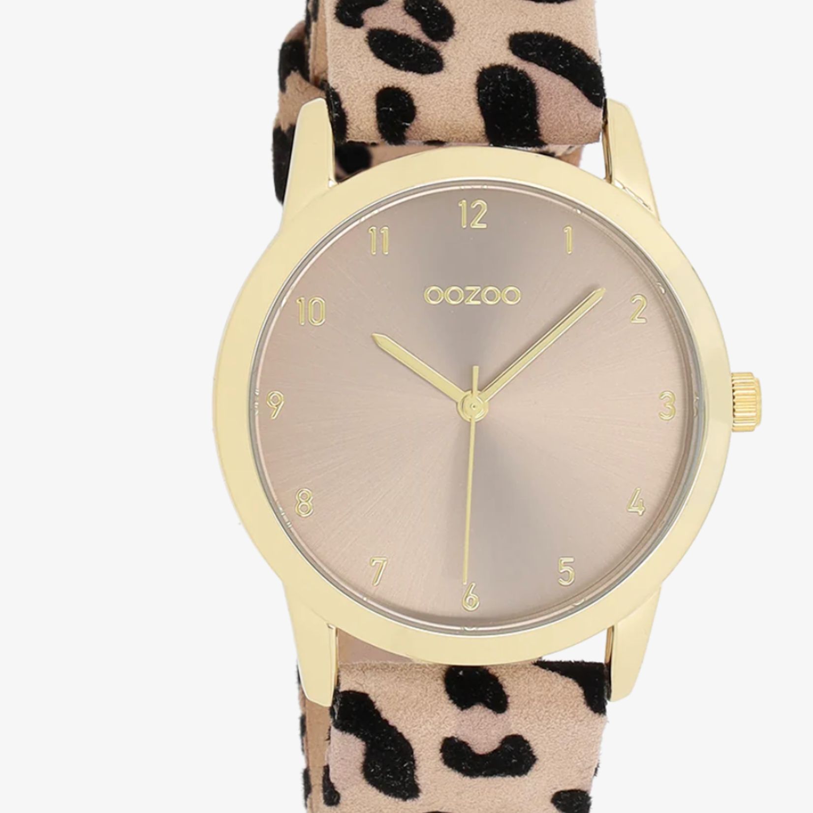 OOZOO OOZOO - Goudkleurig OOZOO horloge met bruine leren band ø38mm