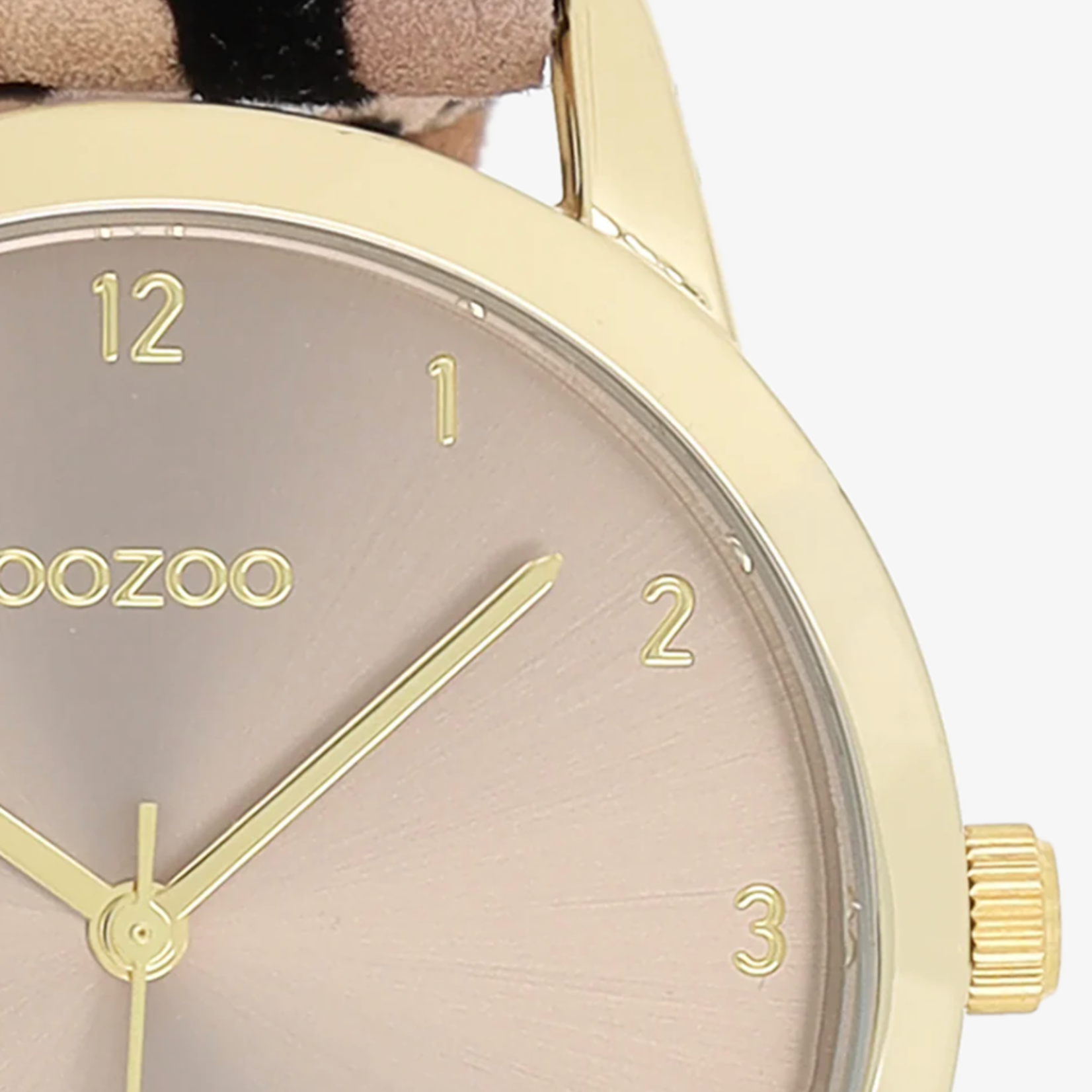 OOZOO OOZOO - Goudkleurig OOZOO horloge met bruine leren band ø38mm