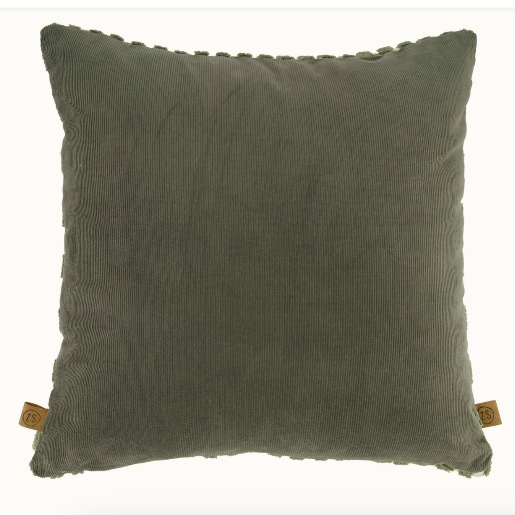 ZUSSS ZUSSS - kussen corduroy/velvet grafisch 45x45cm offwhite/groen