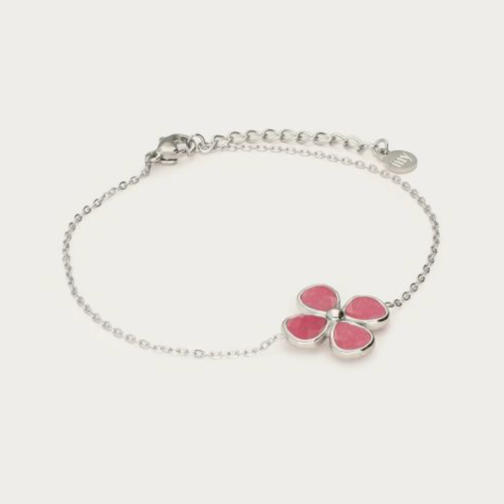 MY JEWELLERY MY JEWELLERY - Botanical armband met roze klaver zilver