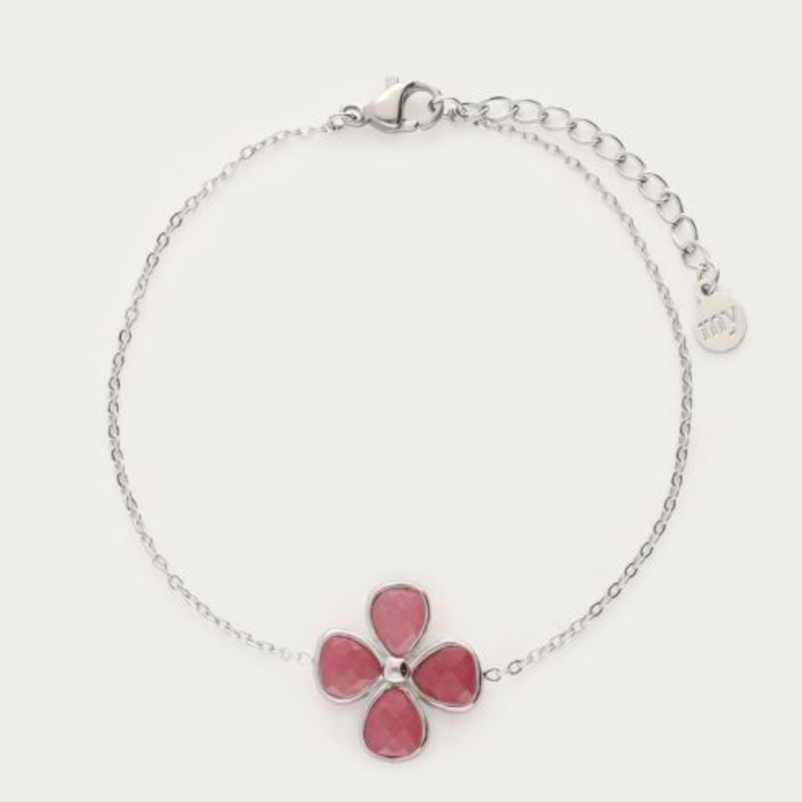 MY JEWELLERY MY JEWELLERY - Botanical armband met roze klaver zilver