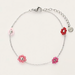 MY JEWELLERY MY JEWELLERY - Sunrocks armband met roze en paarse bloemetjes zilver