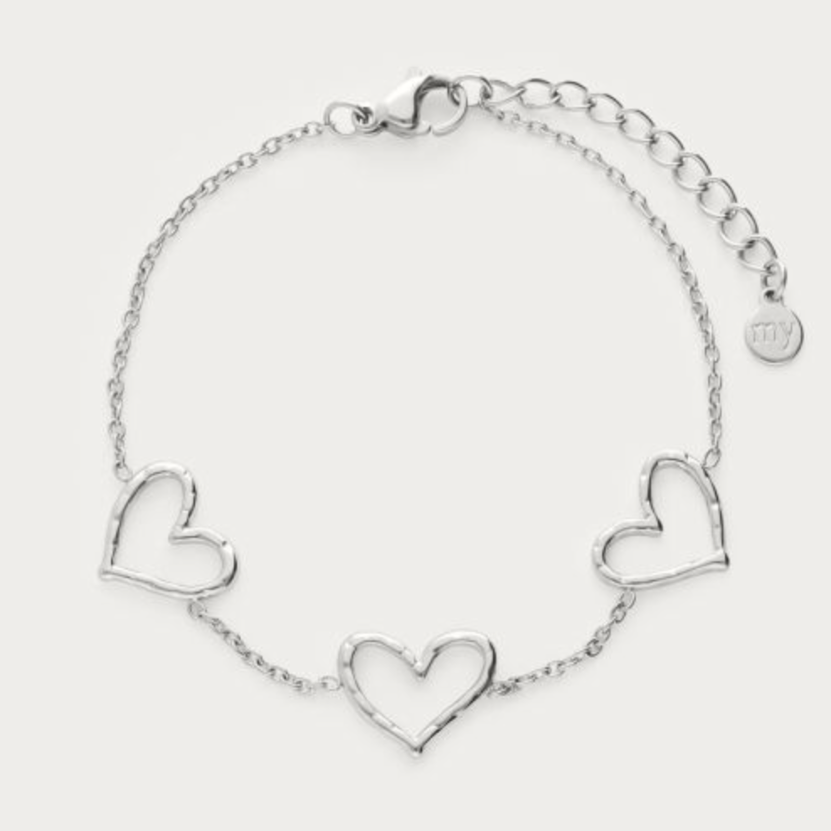 MY JEWELLERY MY JEWELLERY - Minimalistische armband met open hartjes zilver