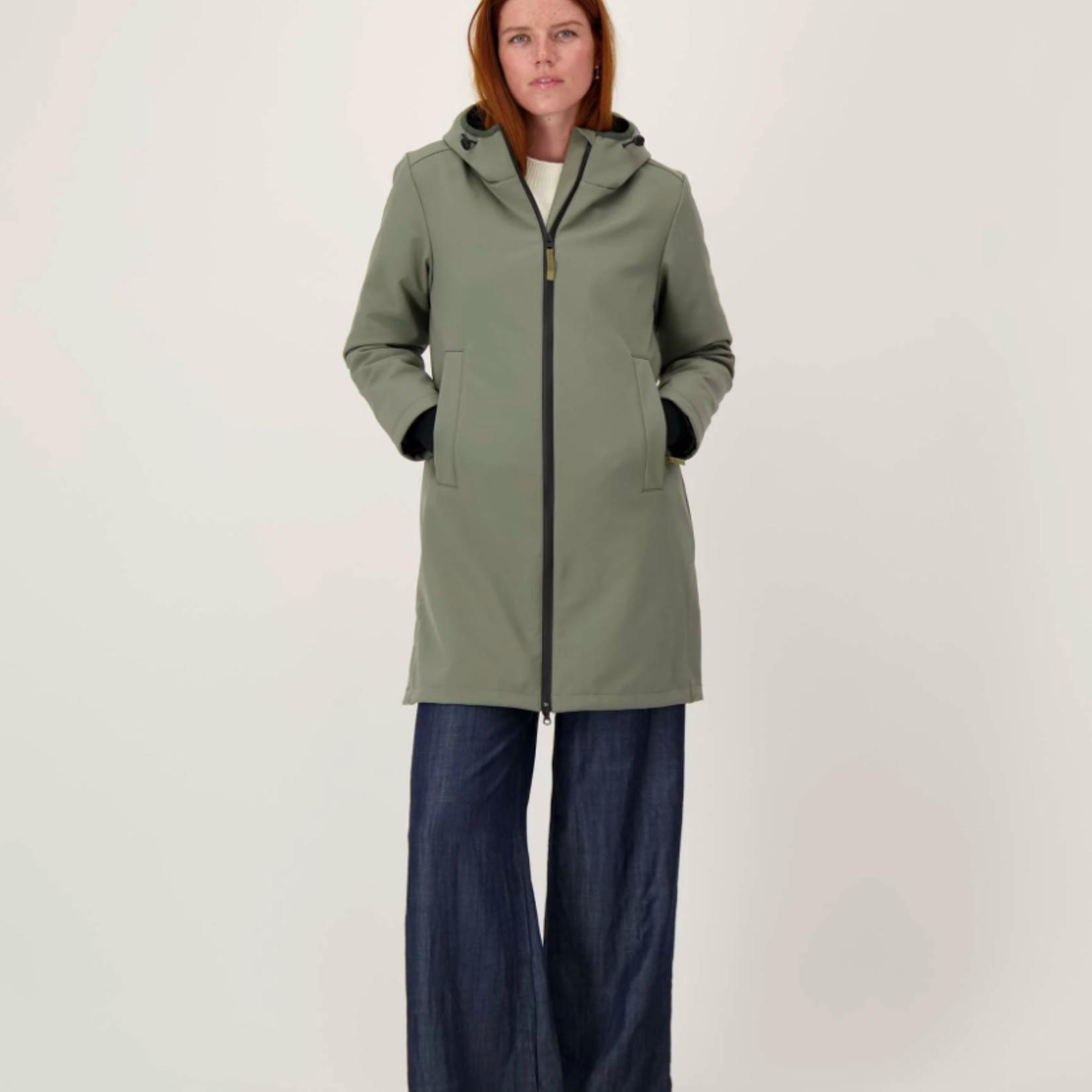 ZUSSS ZUSSS - Lange softshell jas met zachte binnenkant groen