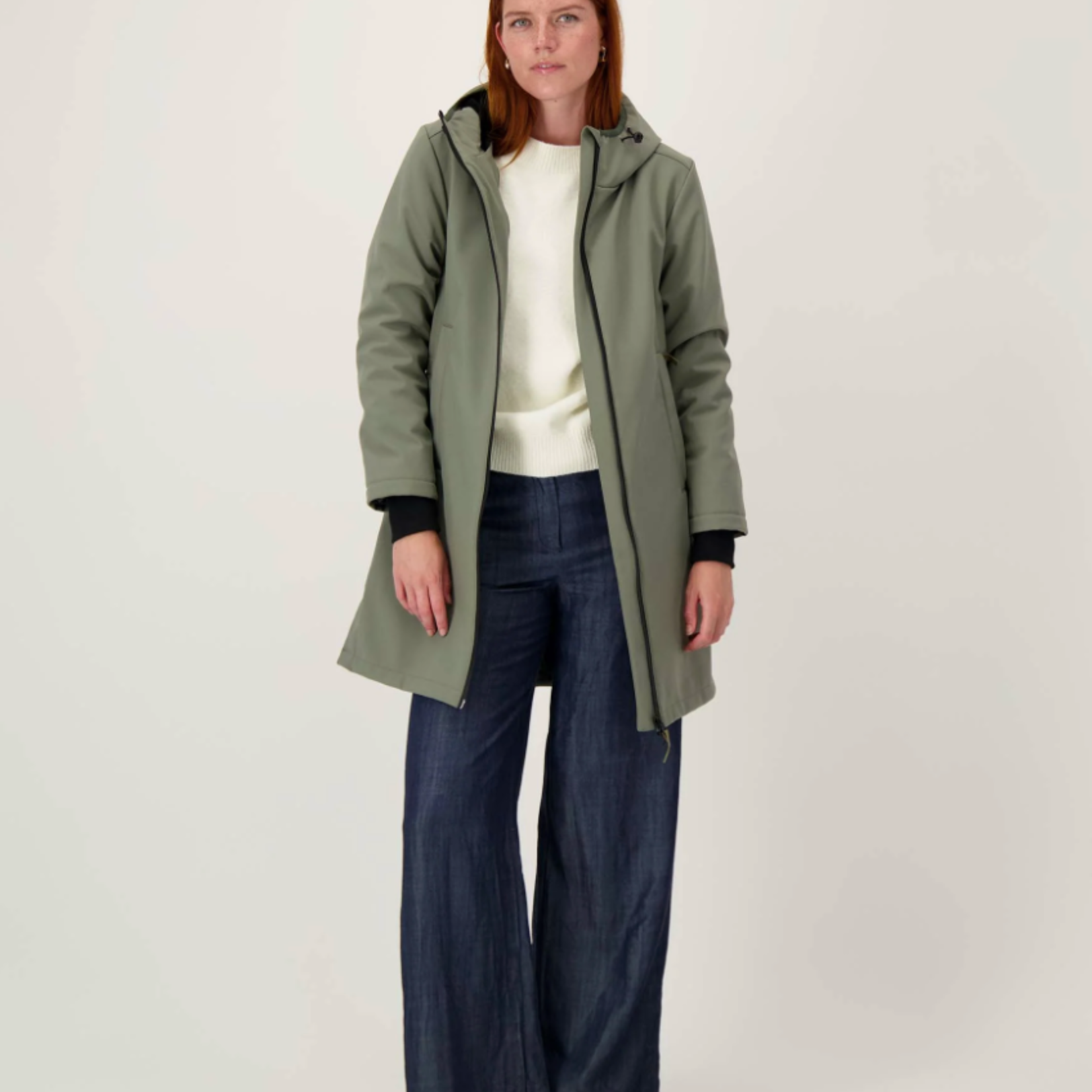 ZUSSS ZUSSS - Lange softshell jas met zachte binnenkant groen