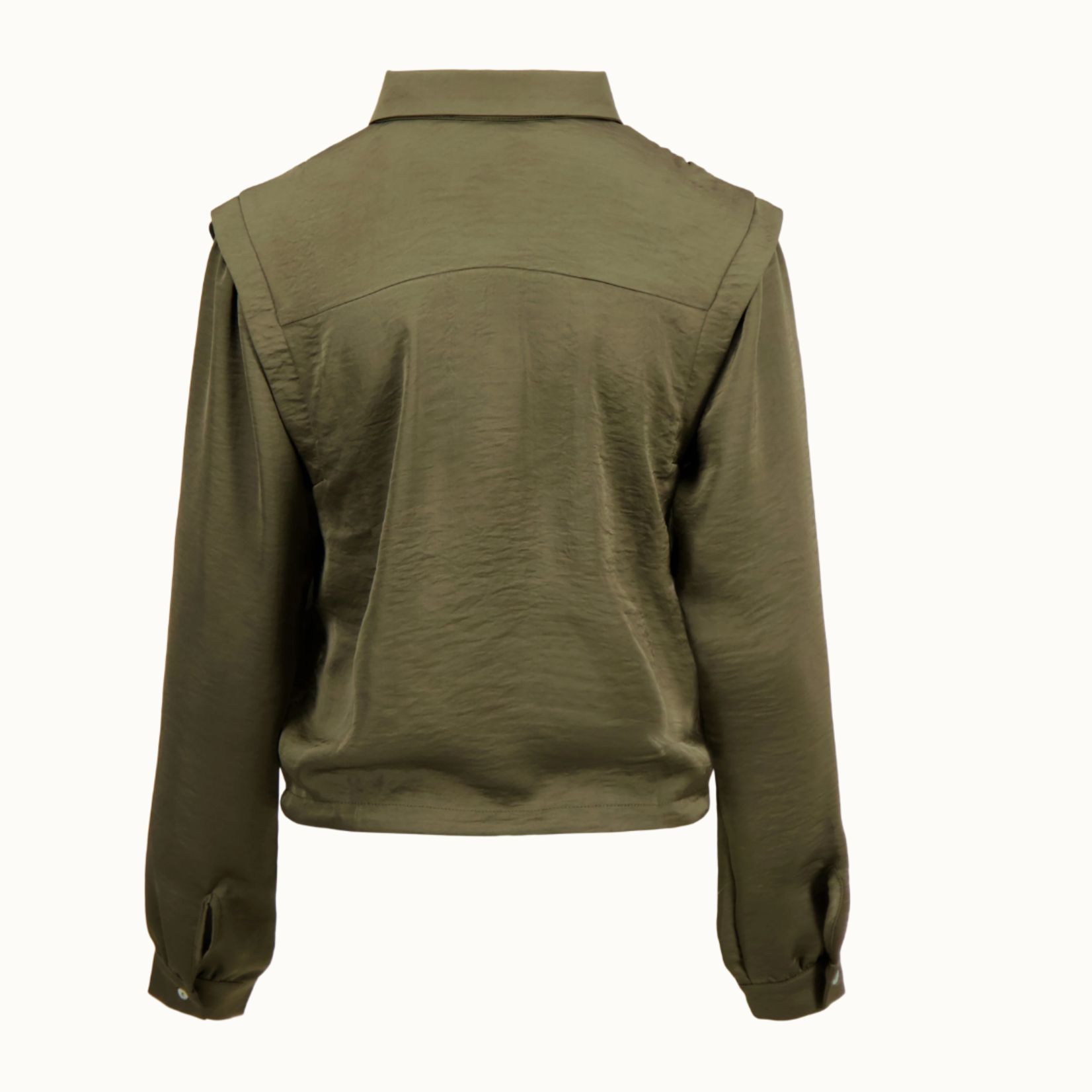 ZUSSS ZUSSS - Satijnen blouse met schouderdetail groen MAAT XXL