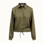 ZUSSS ZUSSS - Satijnen blouse met schouderdetail groen