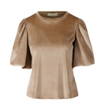 ZUSSS ZUSSS - Top rib velour pofmouw kit/goud MAAT XXL