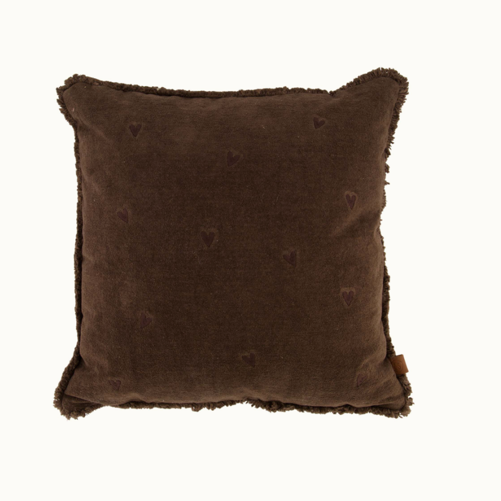 ZUSSS ZUSSS - Kussen velvet hartjes 45x45cm bruin