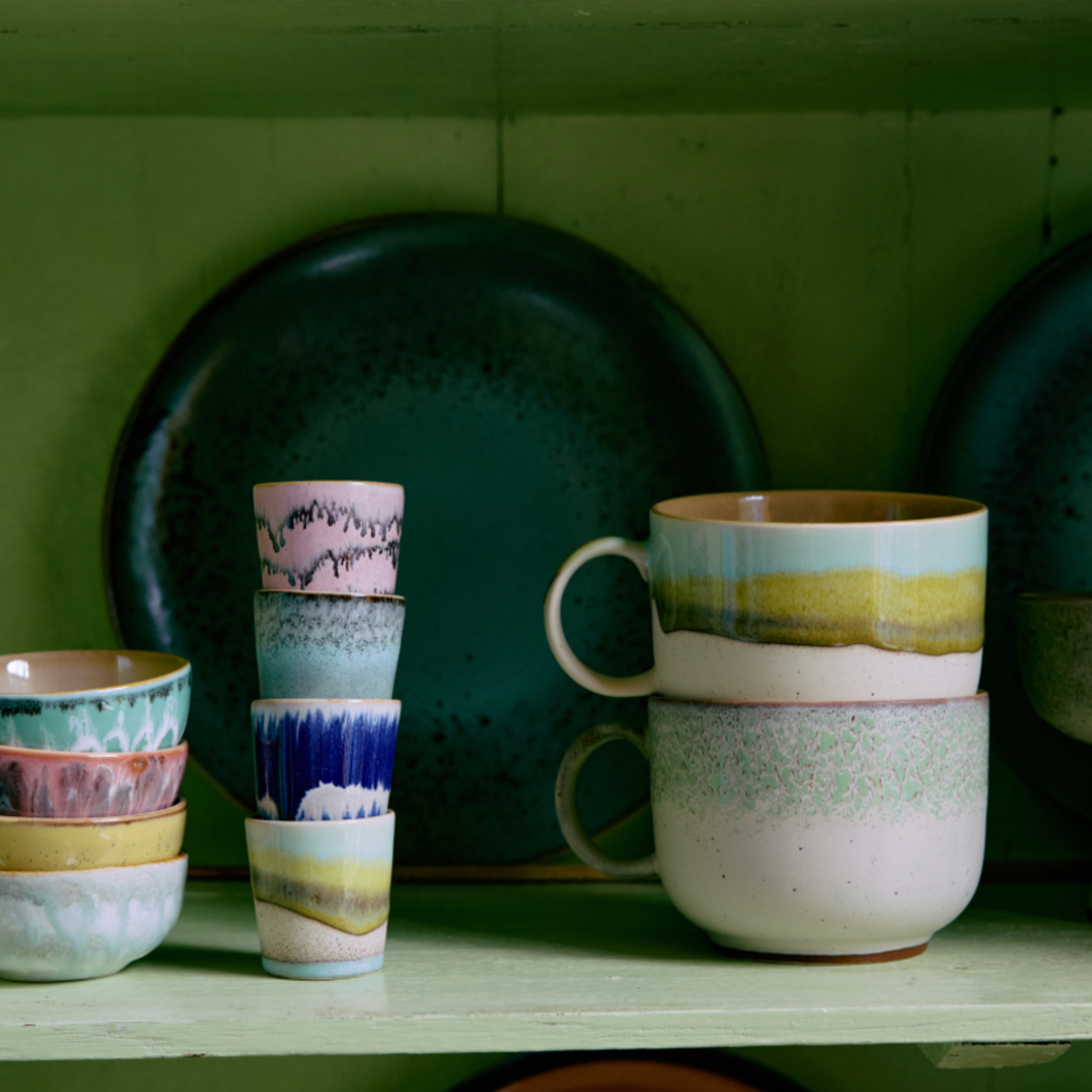 HKLIVING HKLIVING - 70's ceramics egg cups vibrance set van 4 kst0194