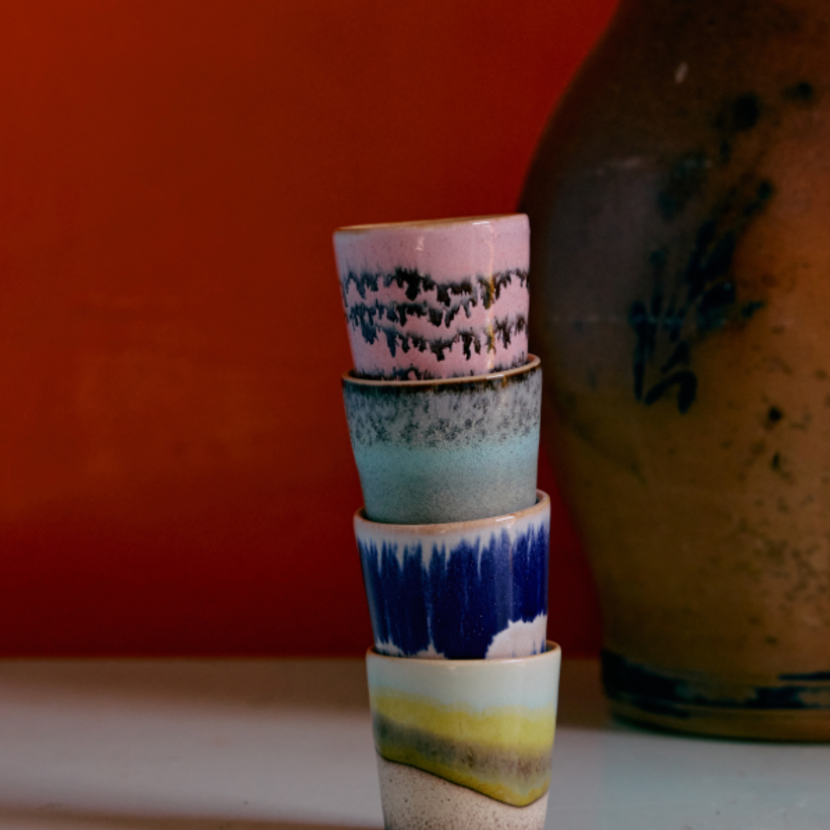 HKLIVING HKLIVING - 70's ceramics egg cups vibrance set van 4 kst0194