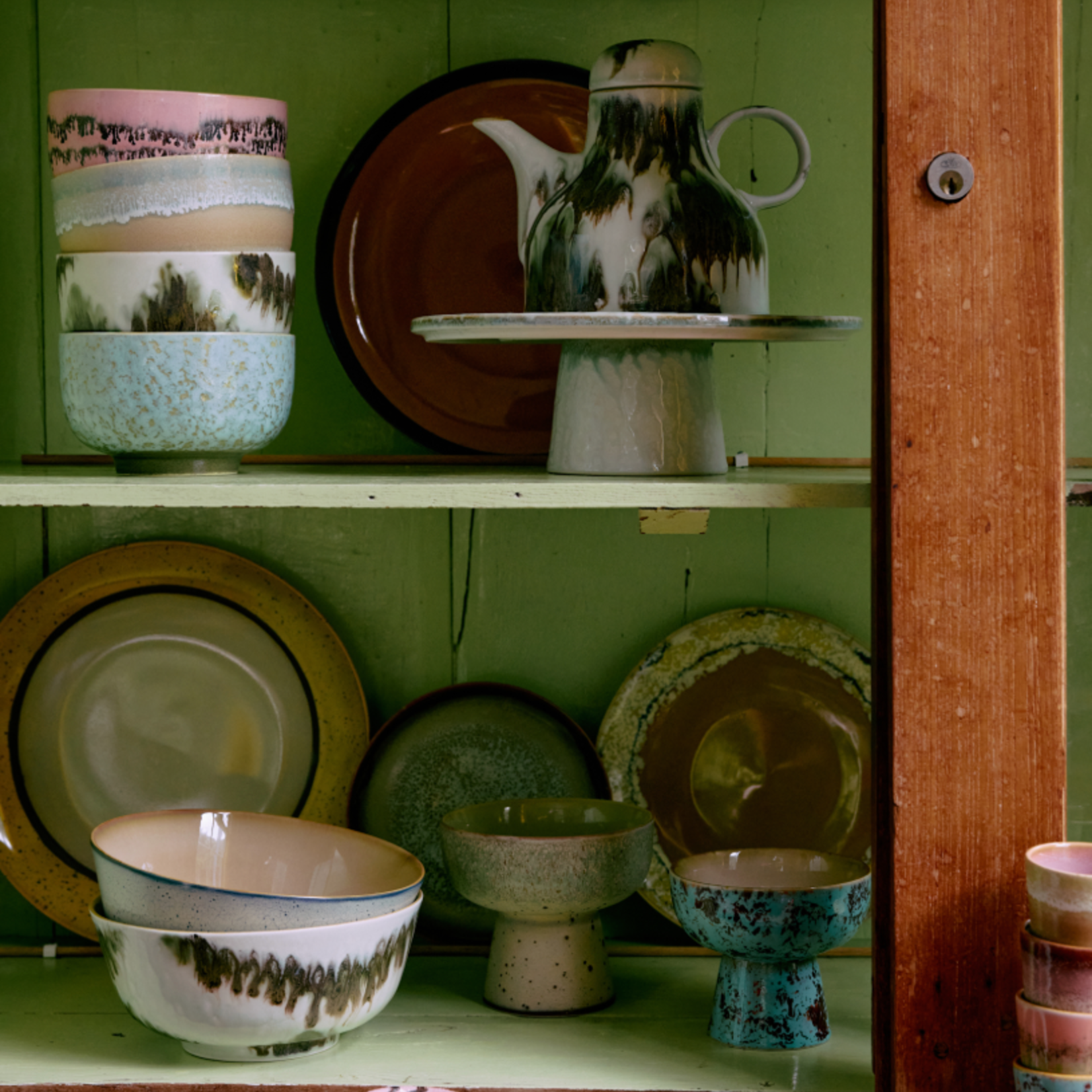 HKLIVING HKLIVING - 70's ceramics noodle bowl tide groen KST0161