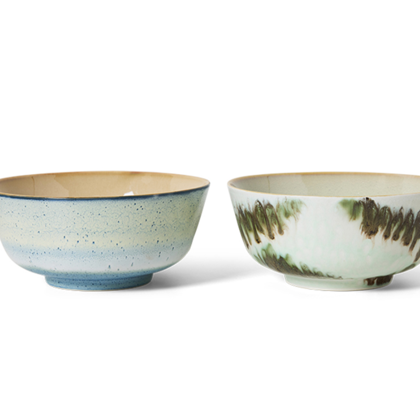HKLIVING HKLIVING - 70's ceramics ramen bowl minimalist 2 kst0175 groen/blauw