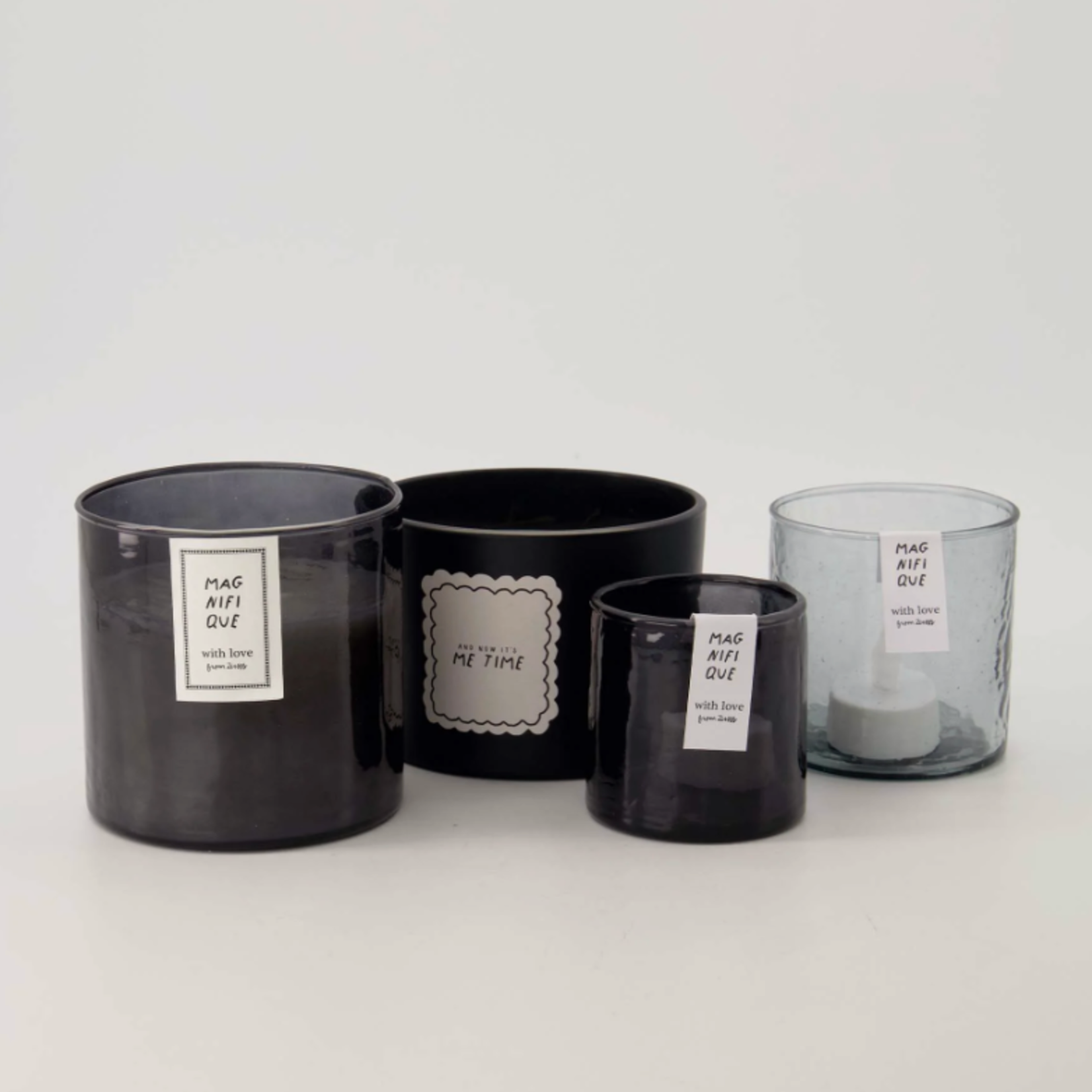 ZUSSS ZUSSS - Waxinelichthouder hammered glas S antracietgrijs