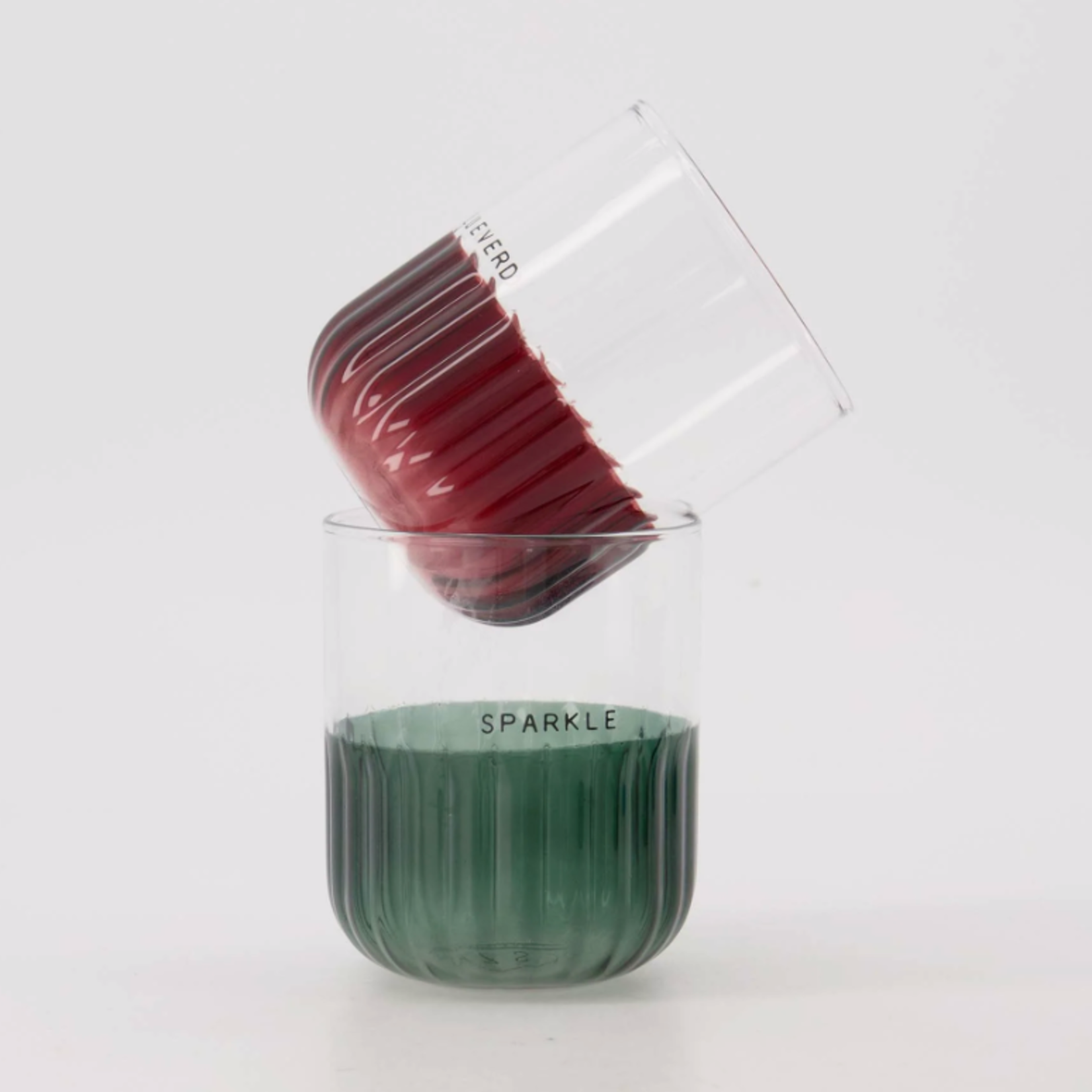 ZUSSS ZUSSS - Drinkglas sparkle transparant /groen