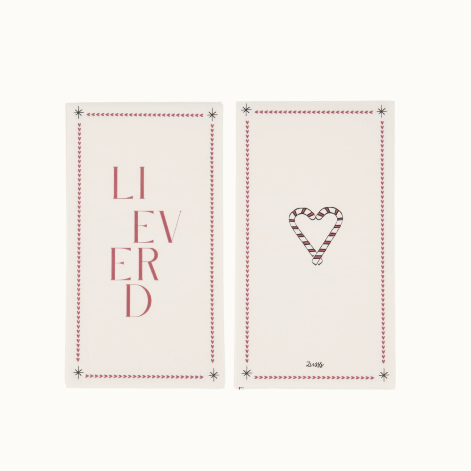 ZUSSS ZUSSS - Servetten rechthoek lieverd wit/donkerrood