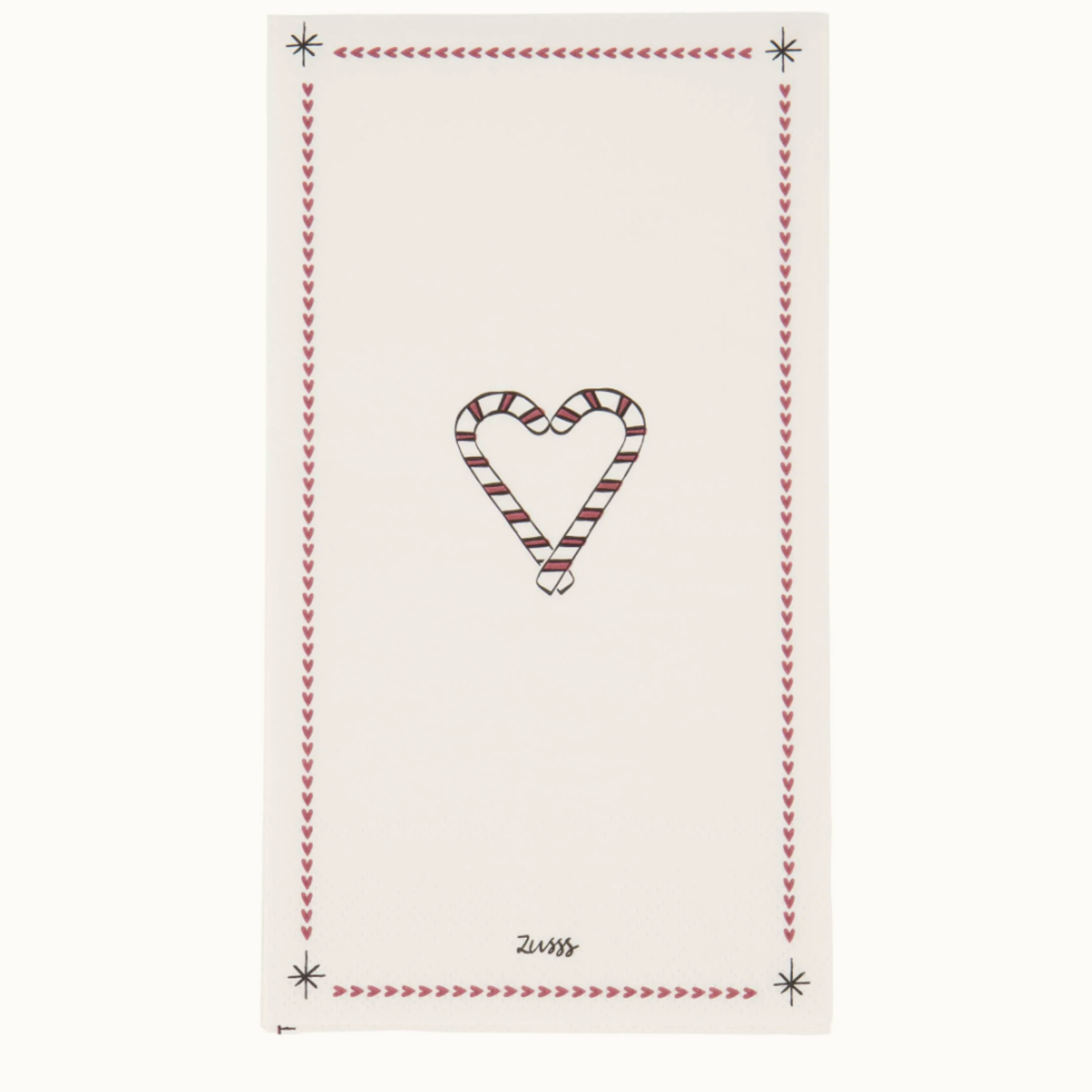 ZUSSS ZUSSS - Servetten rechthoek lieverd wit/donkerrood