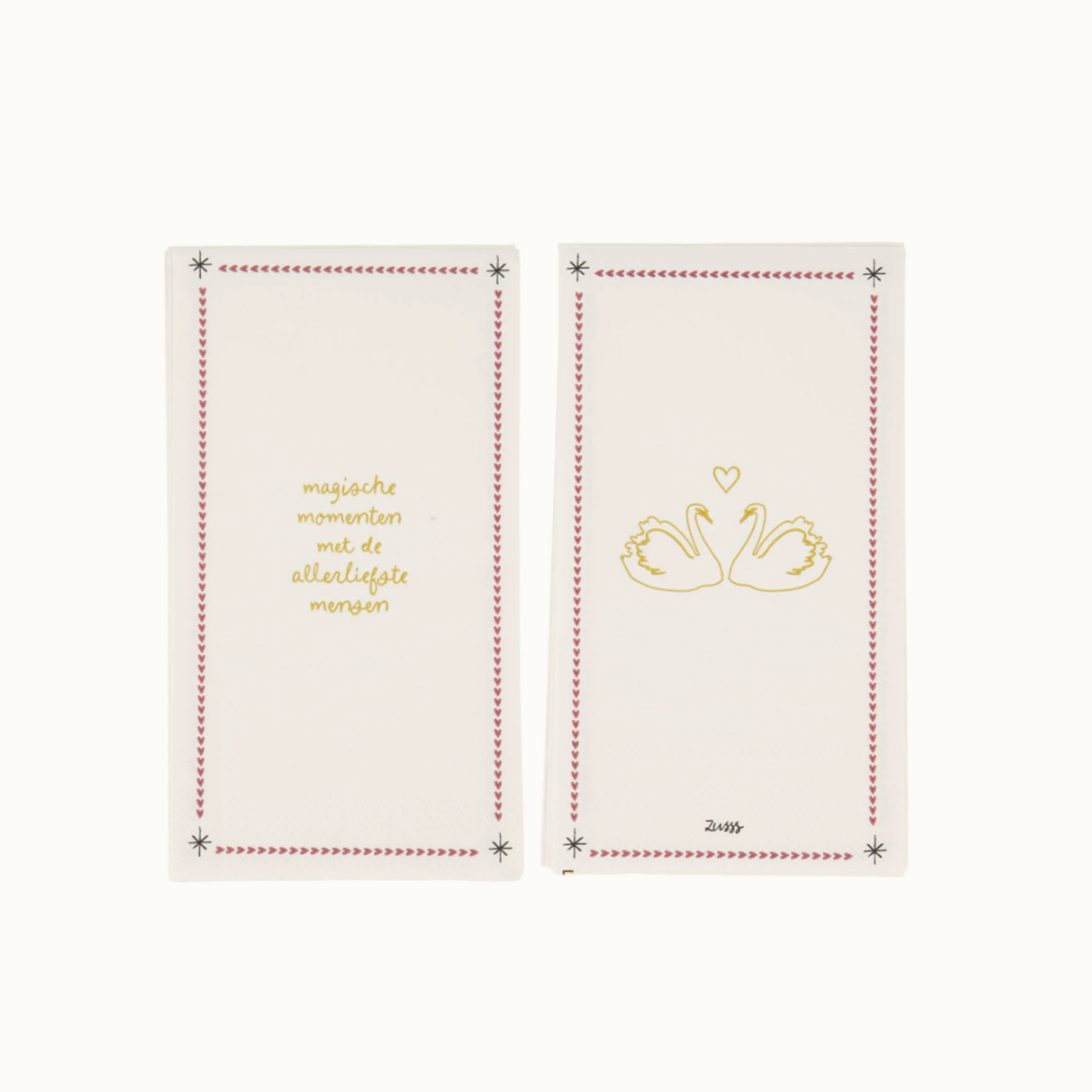 ZUSSS ZUSSS - Servetten rechthoek magische momenten wit/donkerrood