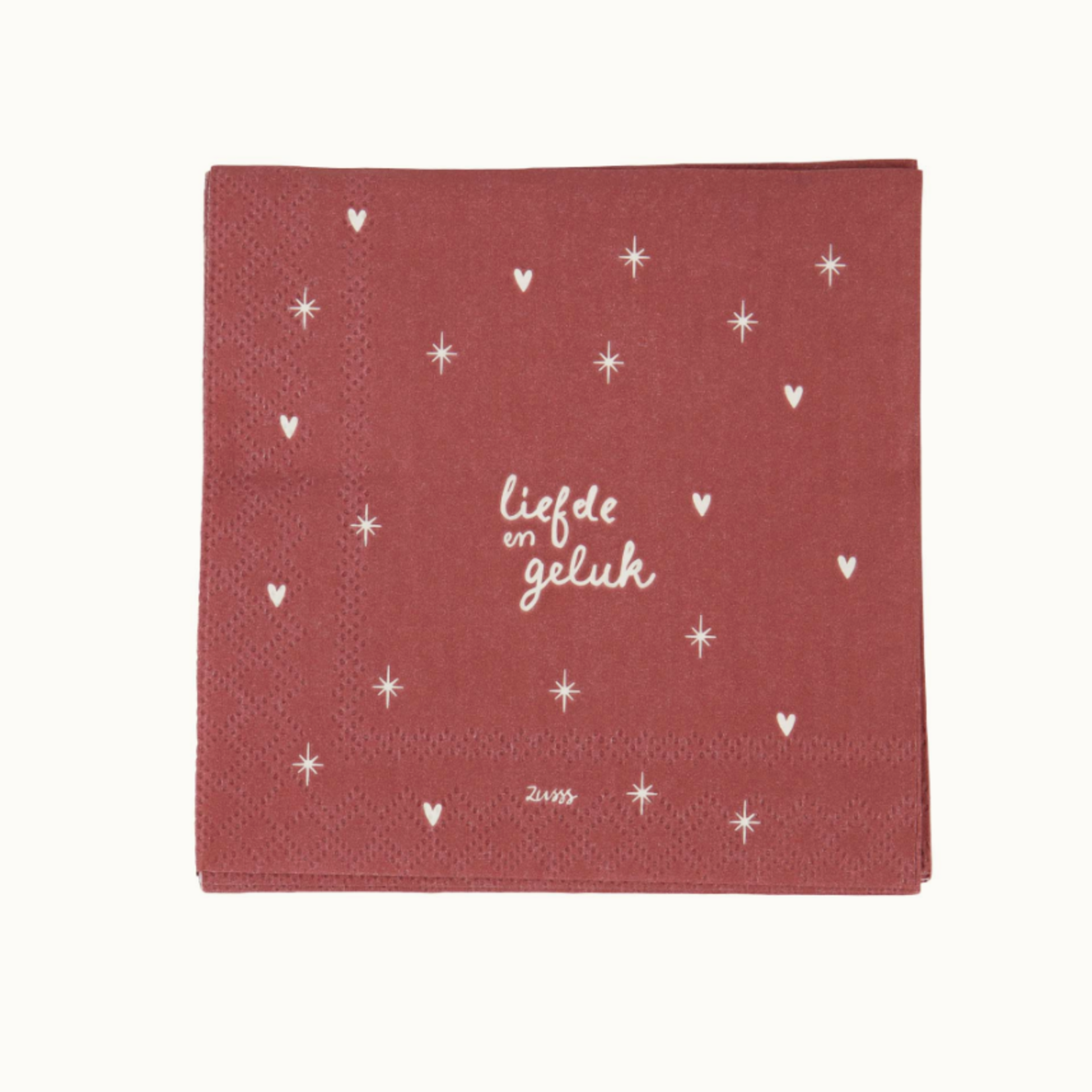 ZUSSS ZUSSS - Servetten vierkant liefde en geluk wit/donkerrrood