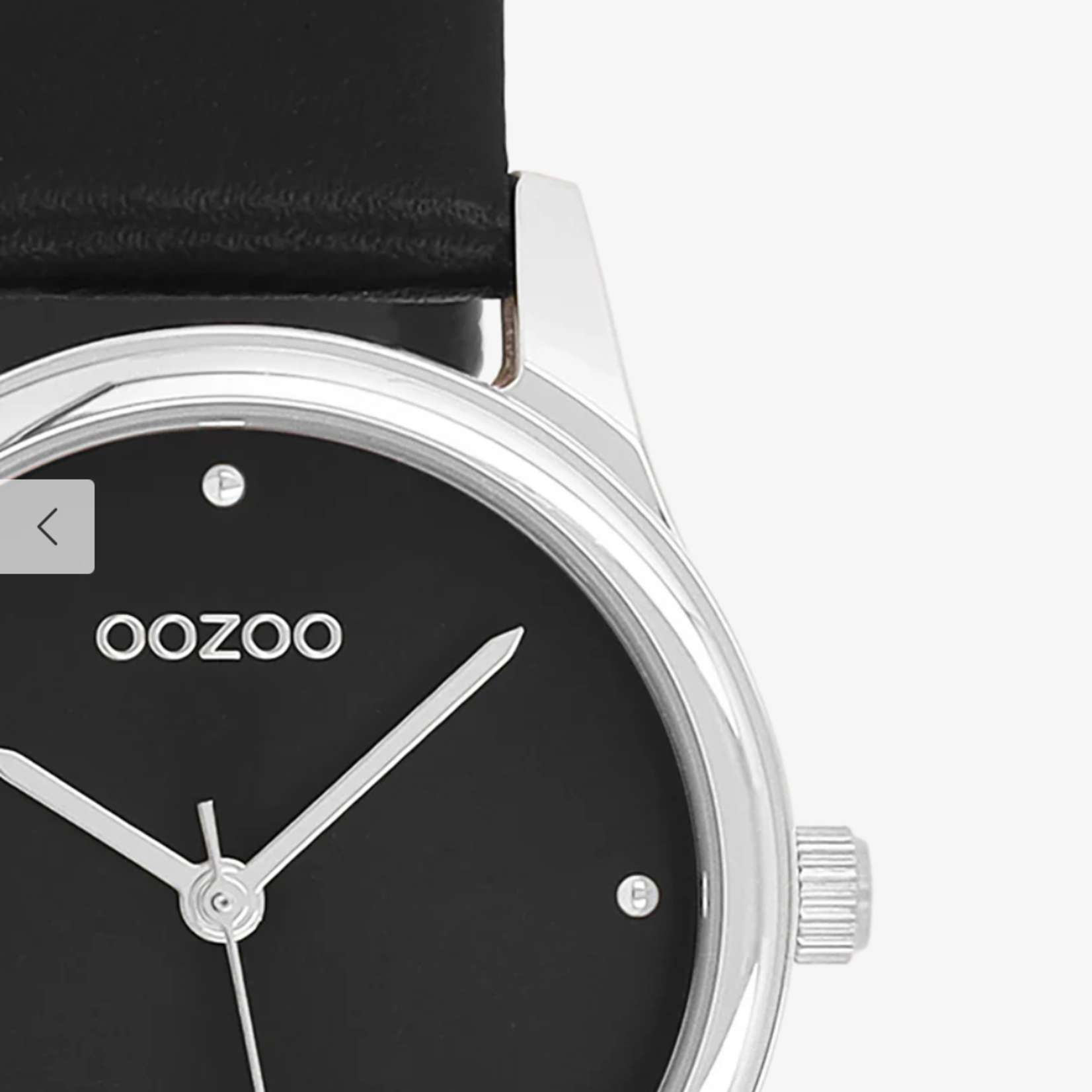 OOZOO OOZOO - Zilverkleurig  horloge met zwarte leren band - C11628