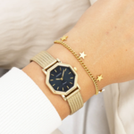 OOZOO OOZOO - Goudkleurig  horloge met metalen V-mesh band - C20438
