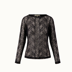 ZUSSS ZUSSS - Kanten top met boothals zwart