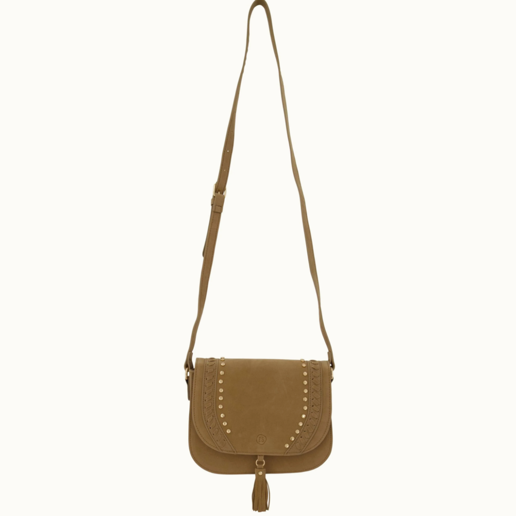 ZUSSS ZUSSS - Tas met kwast studs beige