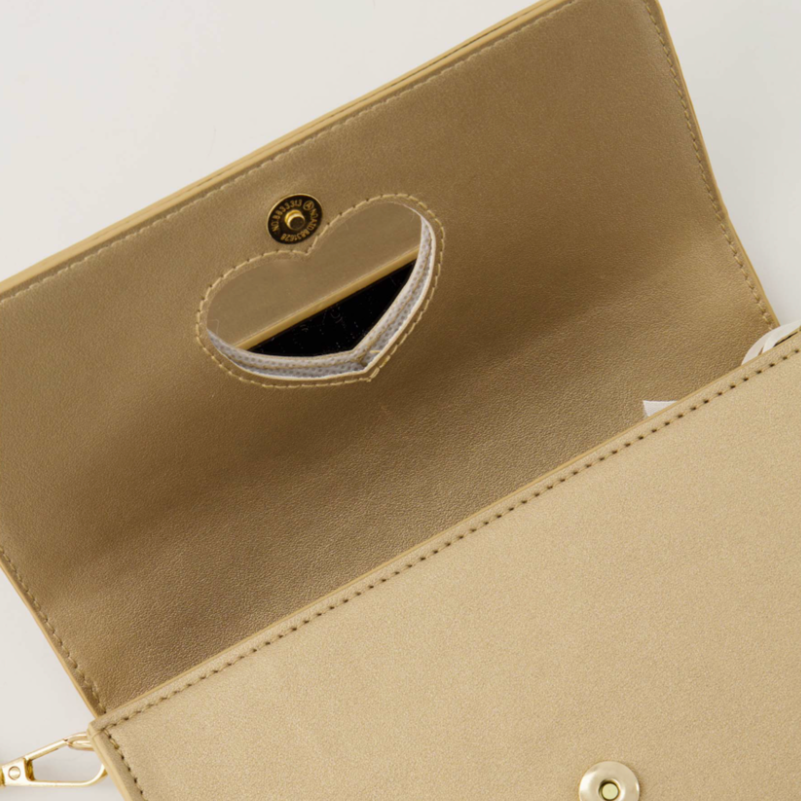 ZUSSS ZUSSS - Clutch met hart spiegel  champagne/goud