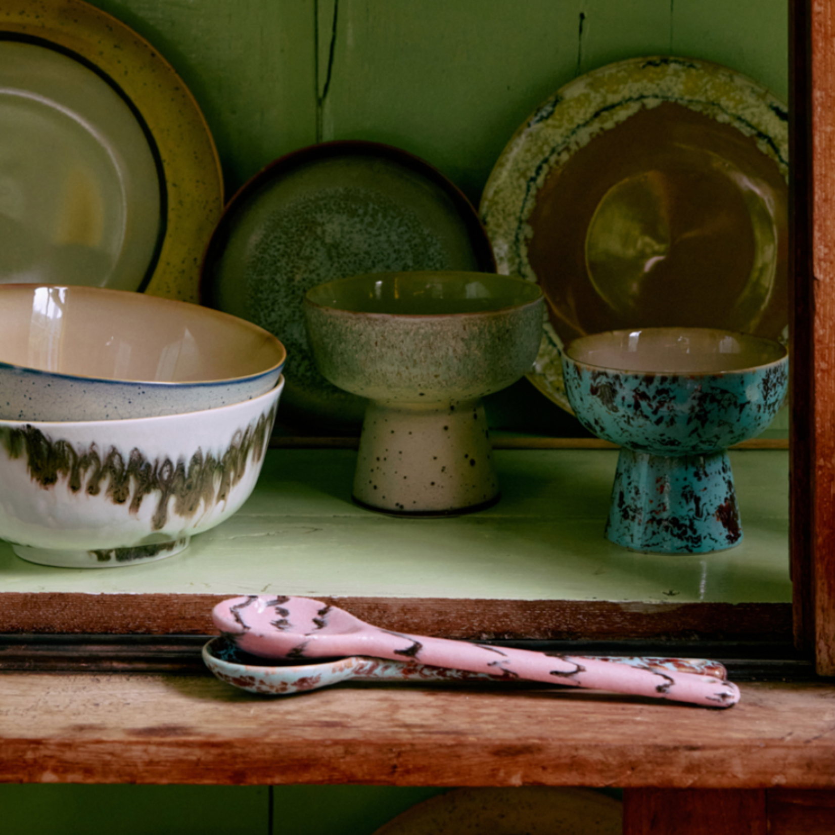 HKLIVING HKLIVING - 70's ceramics serving spoons, sprinkle, set van 2 KST0204