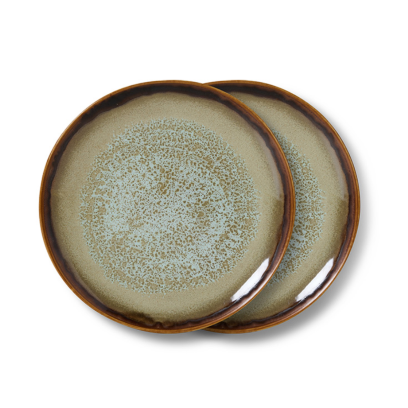 HKLIVING HKLIVING - 70's ceramics dessert plates / gebaksbord contrast kst0181