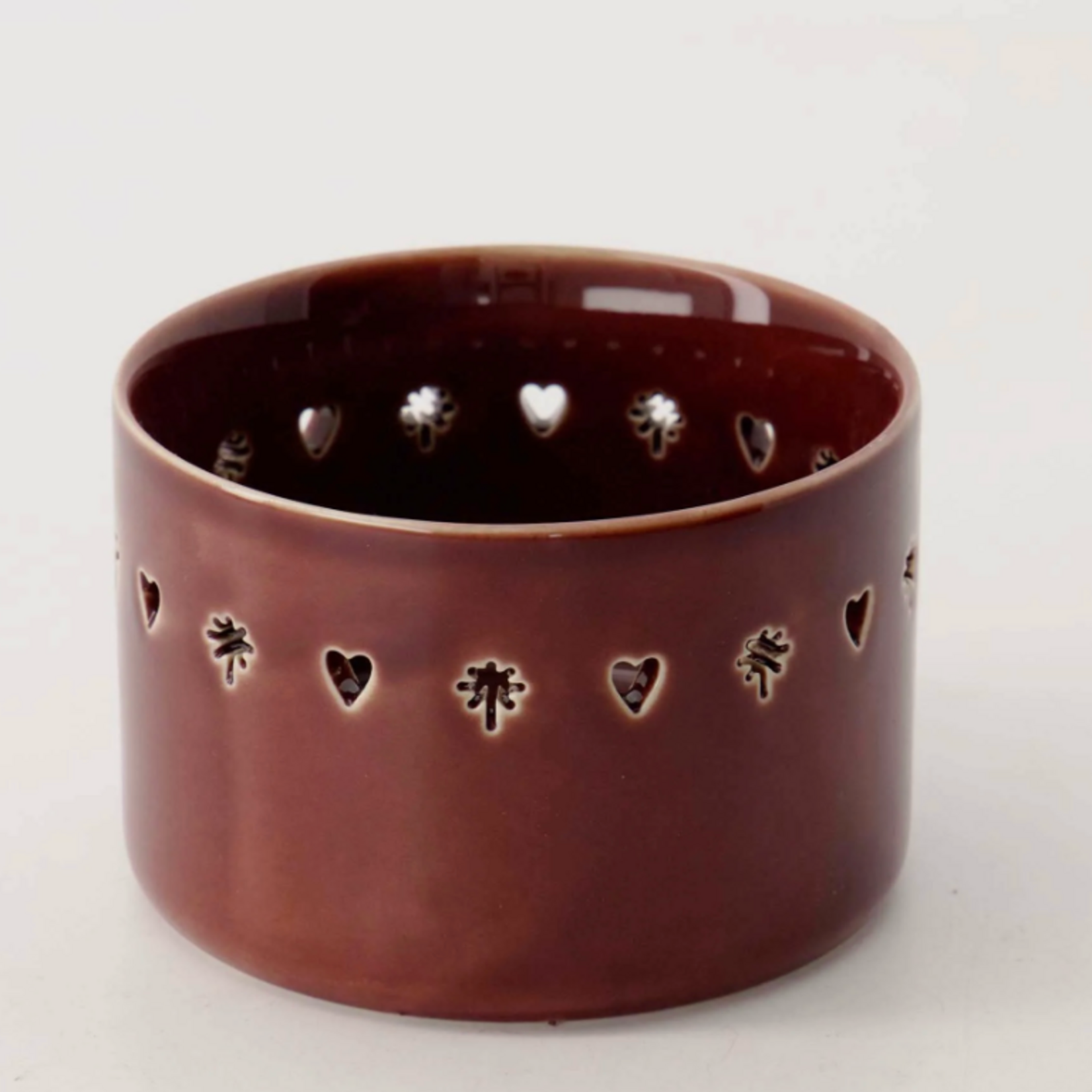 ZUSSS ZUSSS - Waxinelichthouder glas sterren hart/ster donkerrood