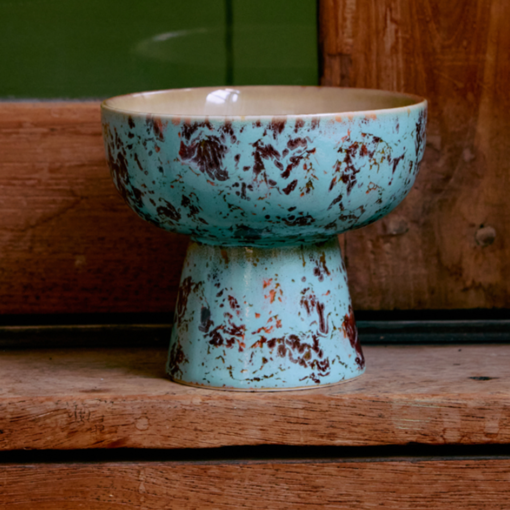 HKLIVING HKLIVING - 70's Tapas schaal op voet Patina small KST0182