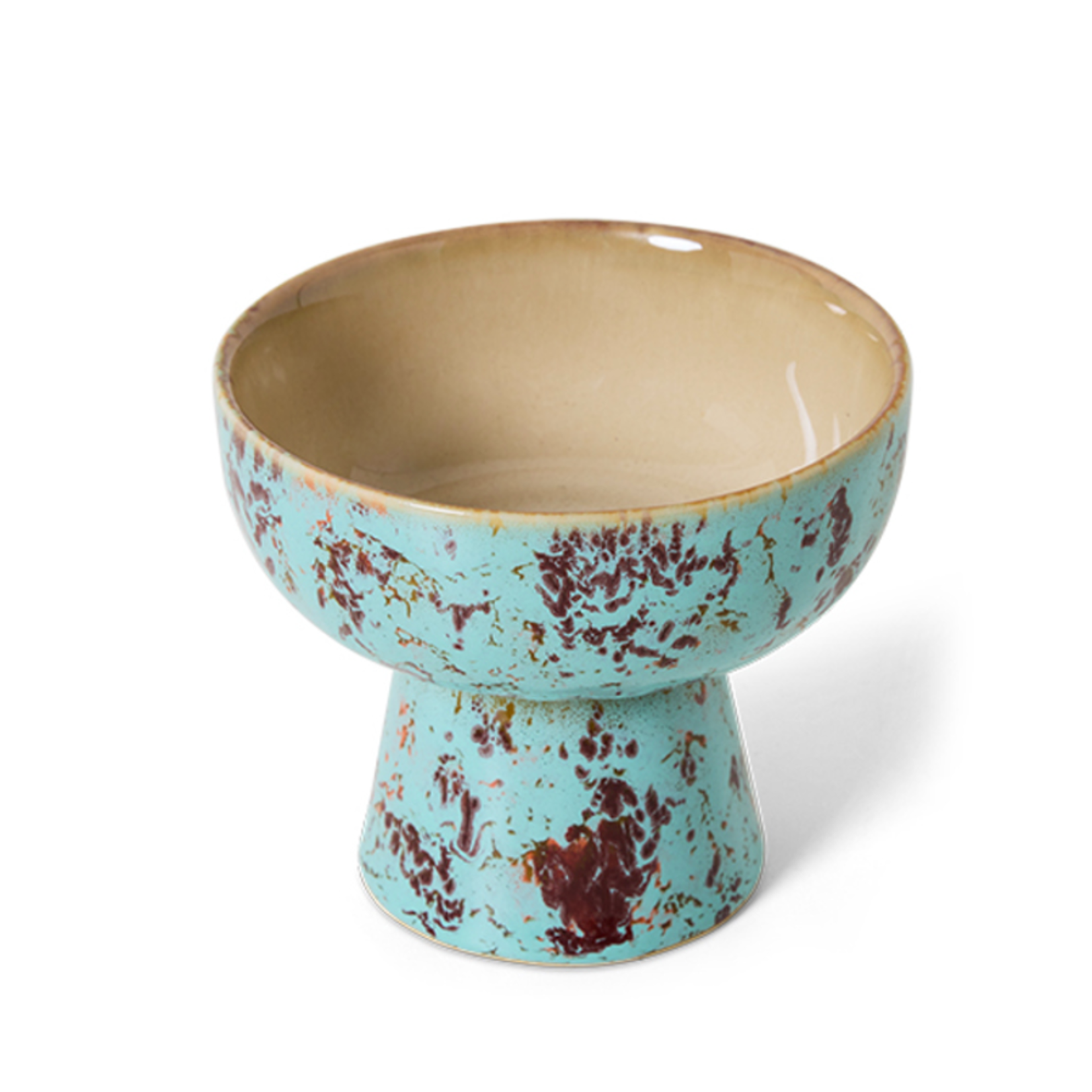 HKLIVING HKLIVING - 70's Ceramics tapas bowl on base patina small kst0182