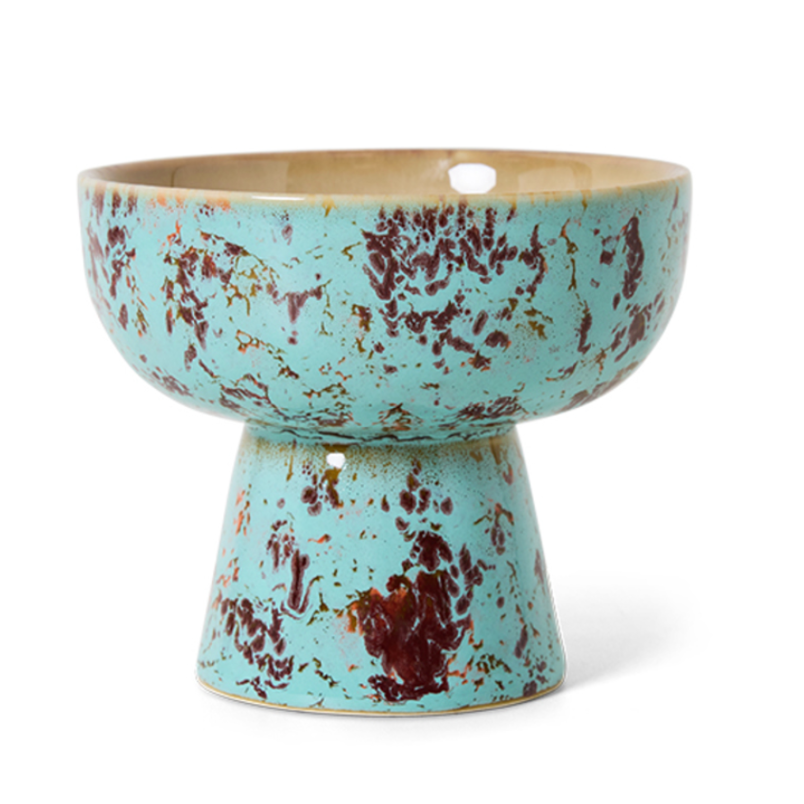 HKLIVING HKLIVING - 70's Tapas schaal op voet Patina small KST0182