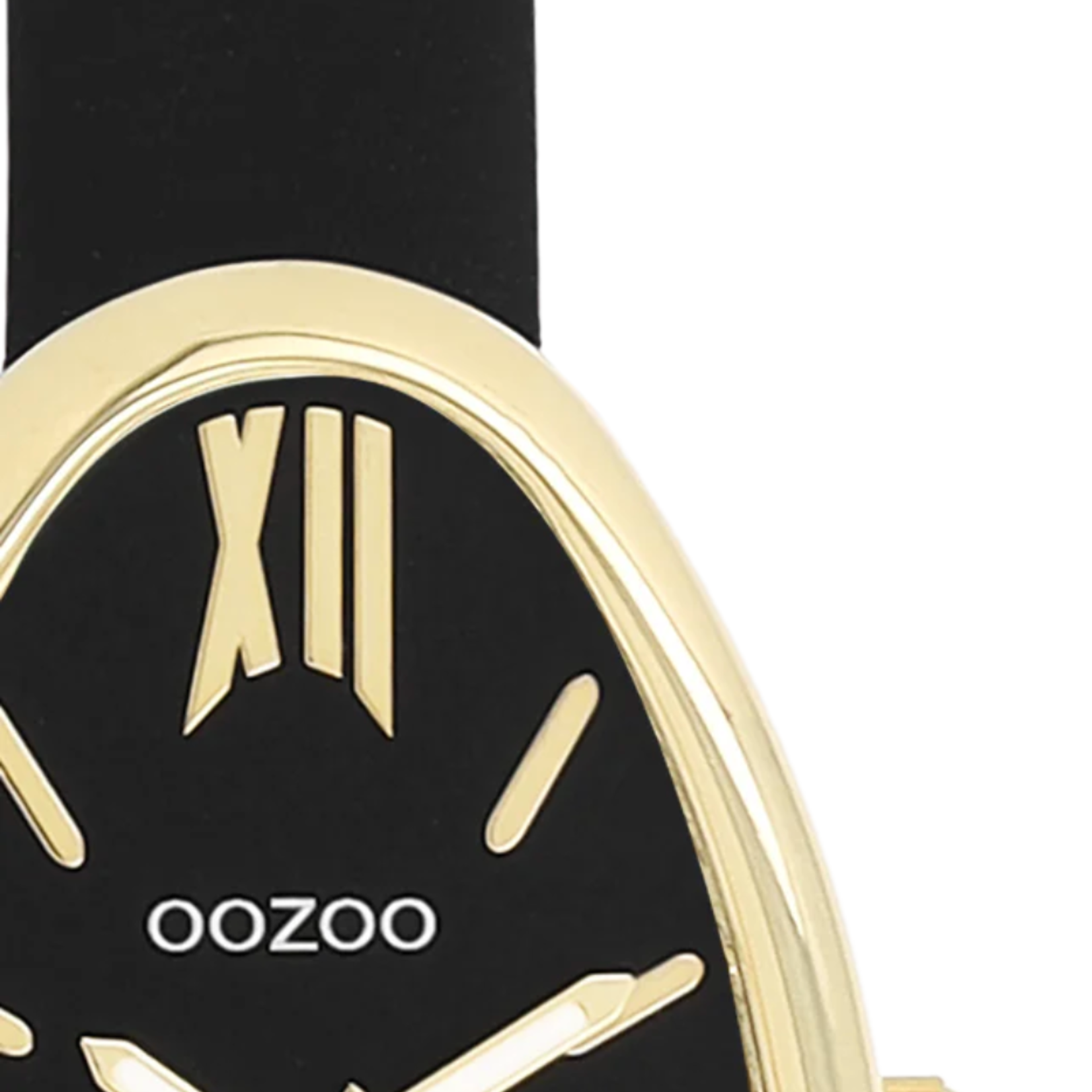 OOZOO OOZOO - Goudkleurig horloge met zwarte leren band - C11640