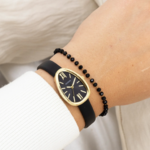 OOZOO OOZOO - Goudkleurig horloge met zwarte leren band - C11640