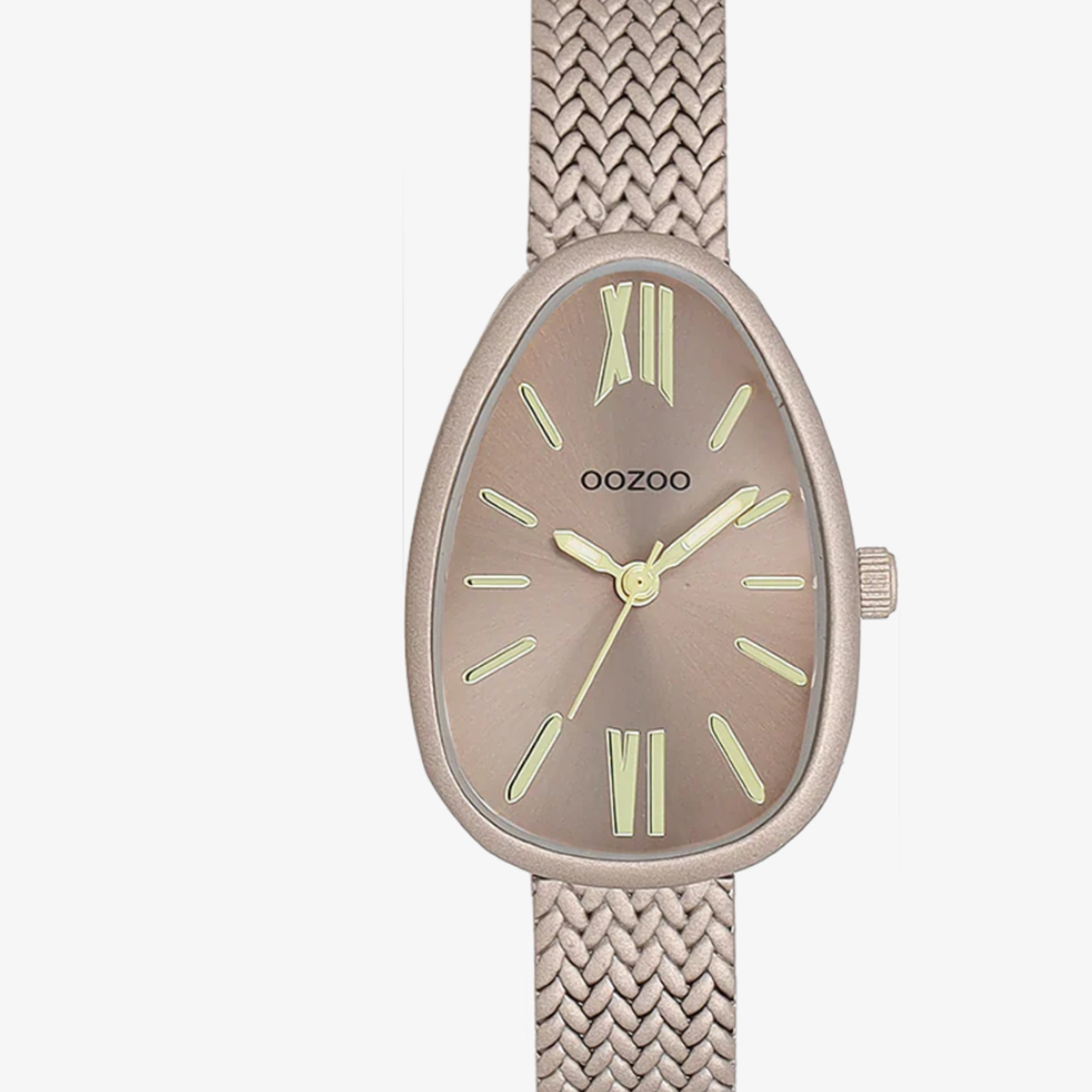 OOZOO OOZOO - Taupe horloge met metalen V-mesh band - C11644