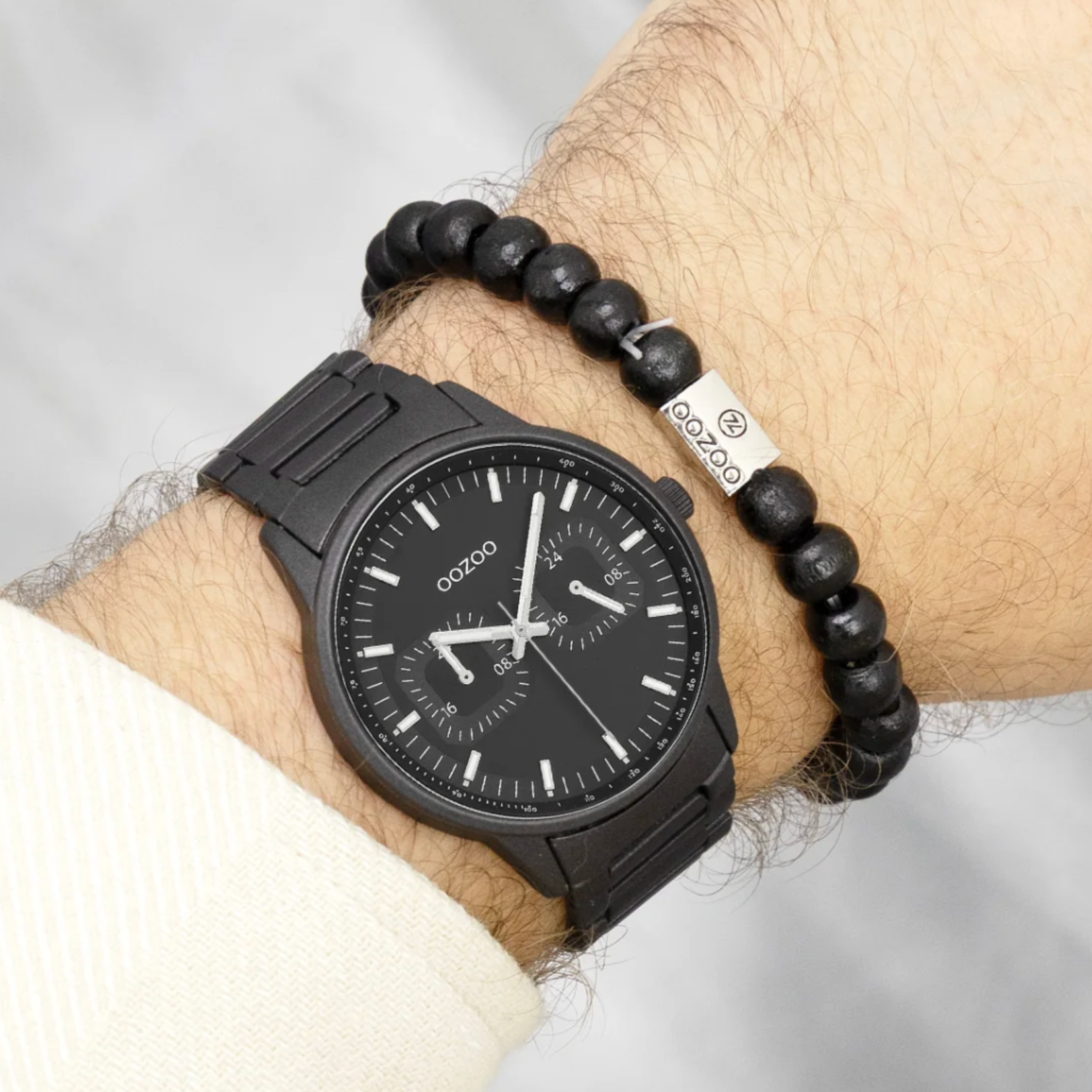 OOZOO OOZOO - Zwart horloge met roestvrijstalen band - C11624