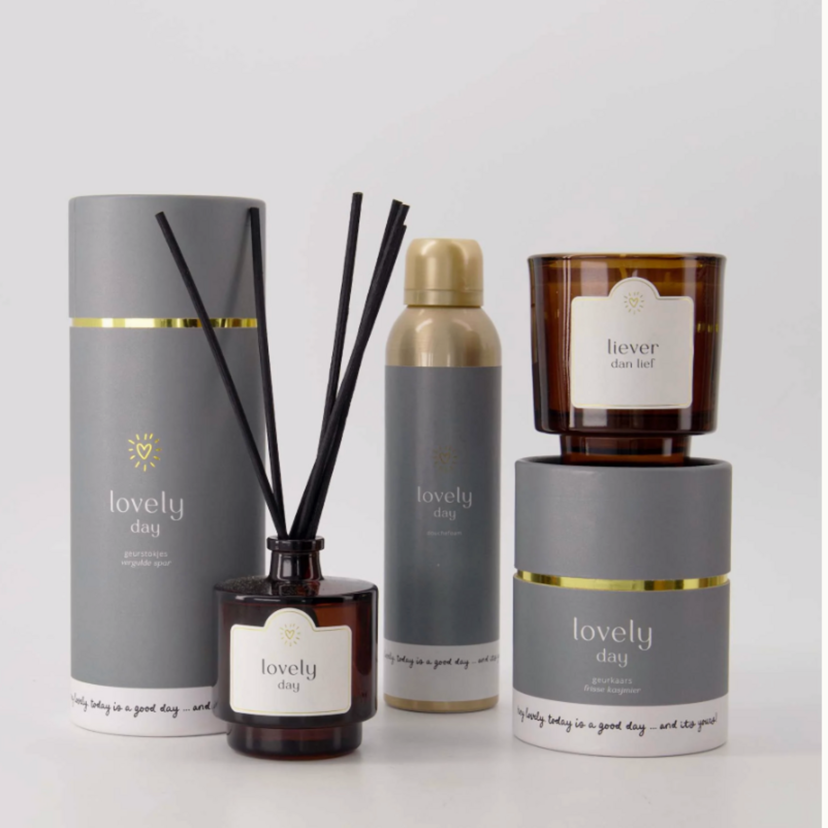 ZUSSS ZUSSS - Geurkaars glas in koker lovely day grijsblauw