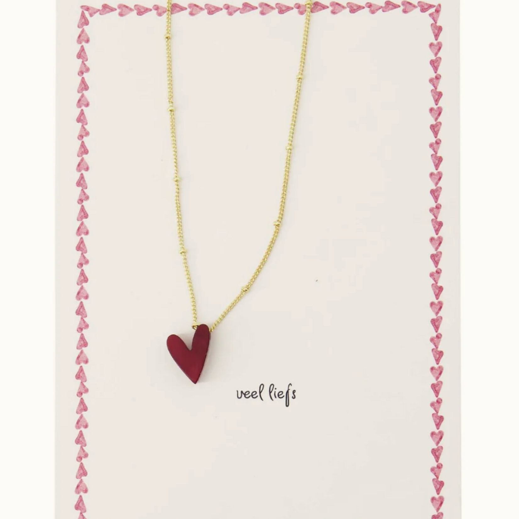 ZUSSS ZUSSS - Ansichtkaart ketting hartje wit/goud