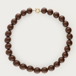 MY JEWELLERY MY JEWELLERY - Bruine statement ketting met ronde kralen met gouden sluiting