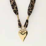 MY JEWELLERY MY JEWELLERY - Panterprint cord ketting met statement hart goud