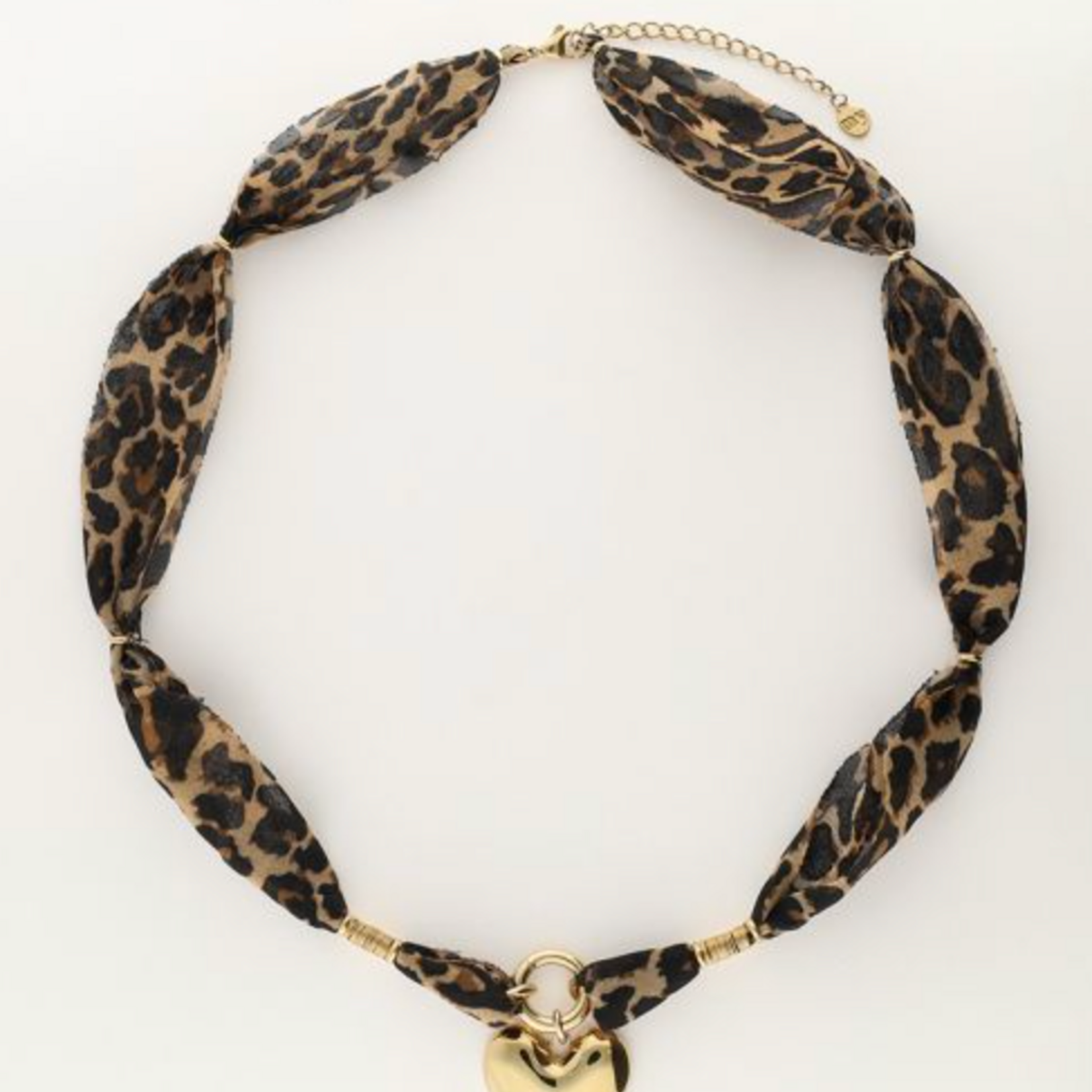 MY JEWELLERY MY JEWELLERY - Panterprint cord ketting met statement hart goud