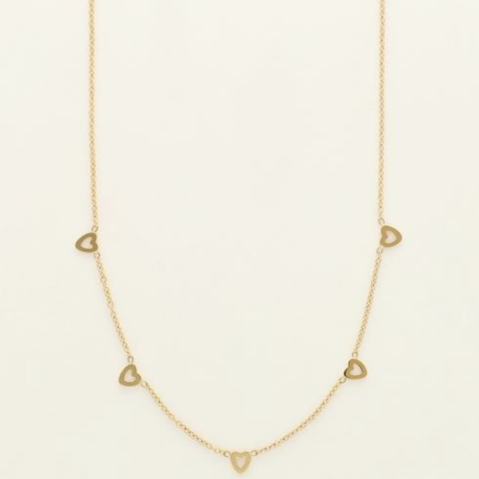 MY JEWELLERY MY JEWELLERY - Ketting met kleine open hartjes goud