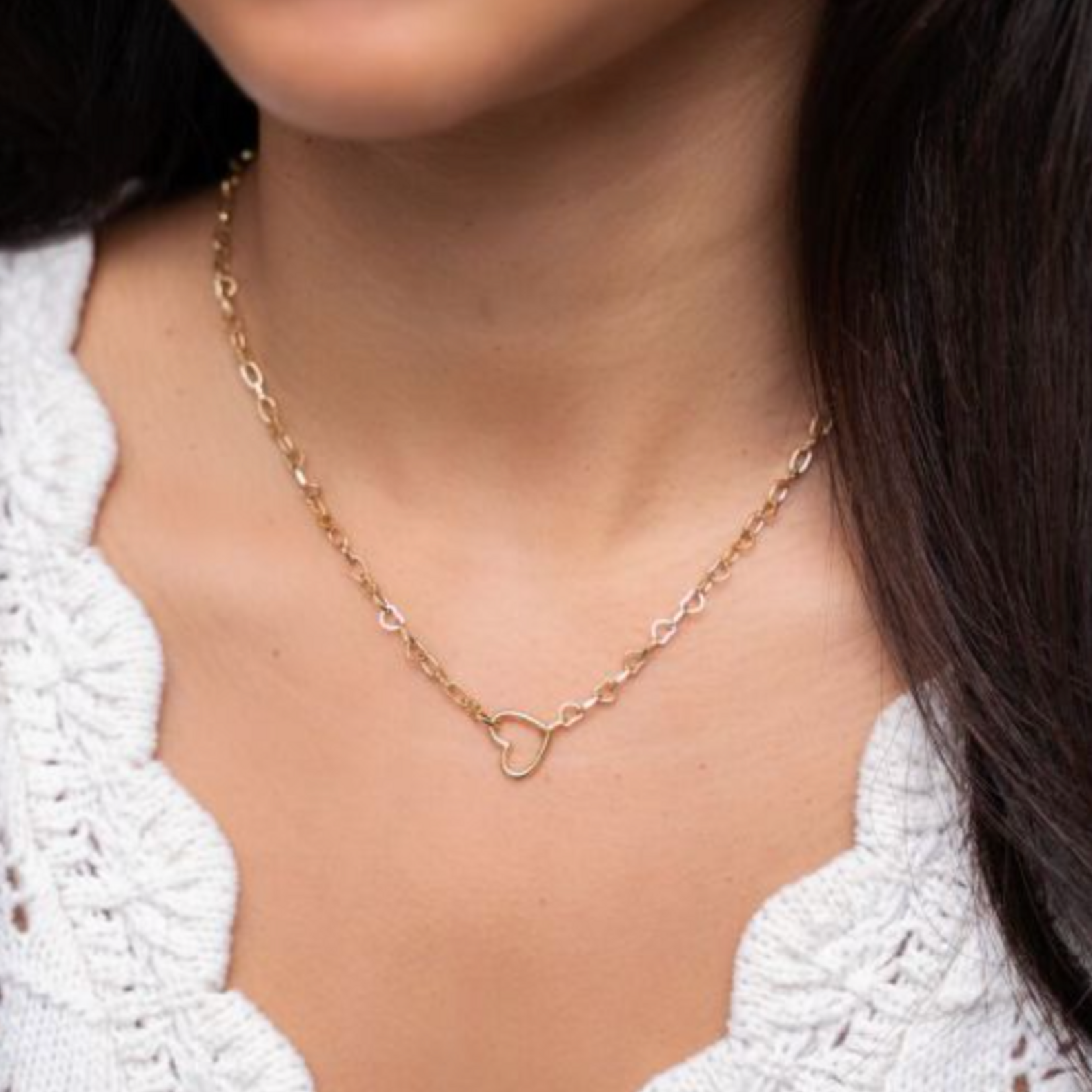 MY JEWELLERY MY JEWELLERY - Schakelketting met klein open hart bedel goud