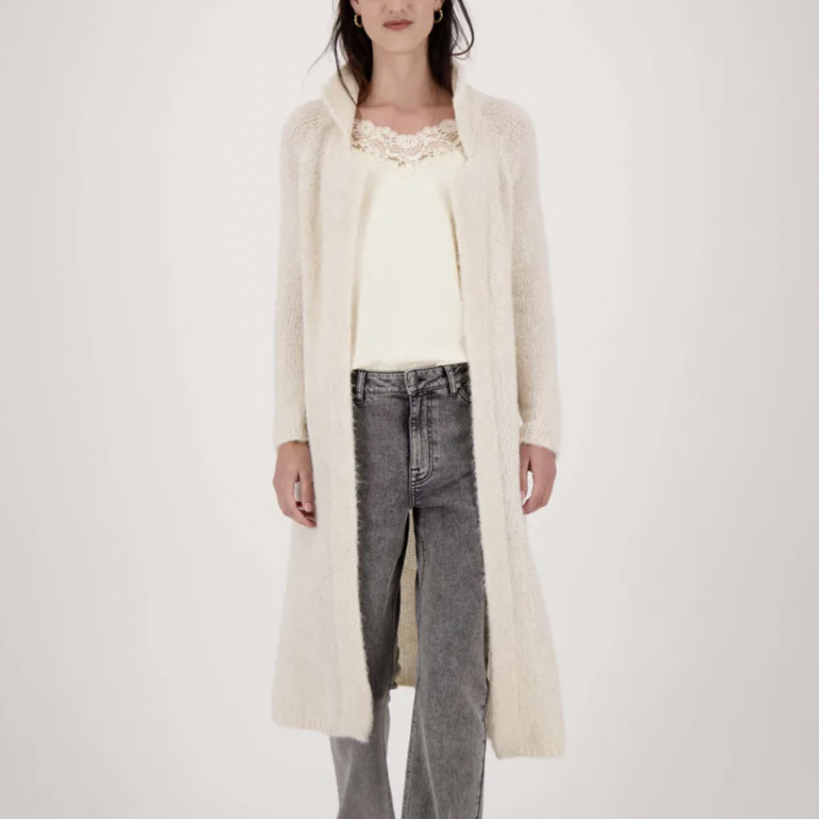 ZUSSS ZUSSS - Lang vest met reverkraag zand